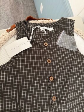 Jamie Kay Brown & White Check Sleeveless Button Top